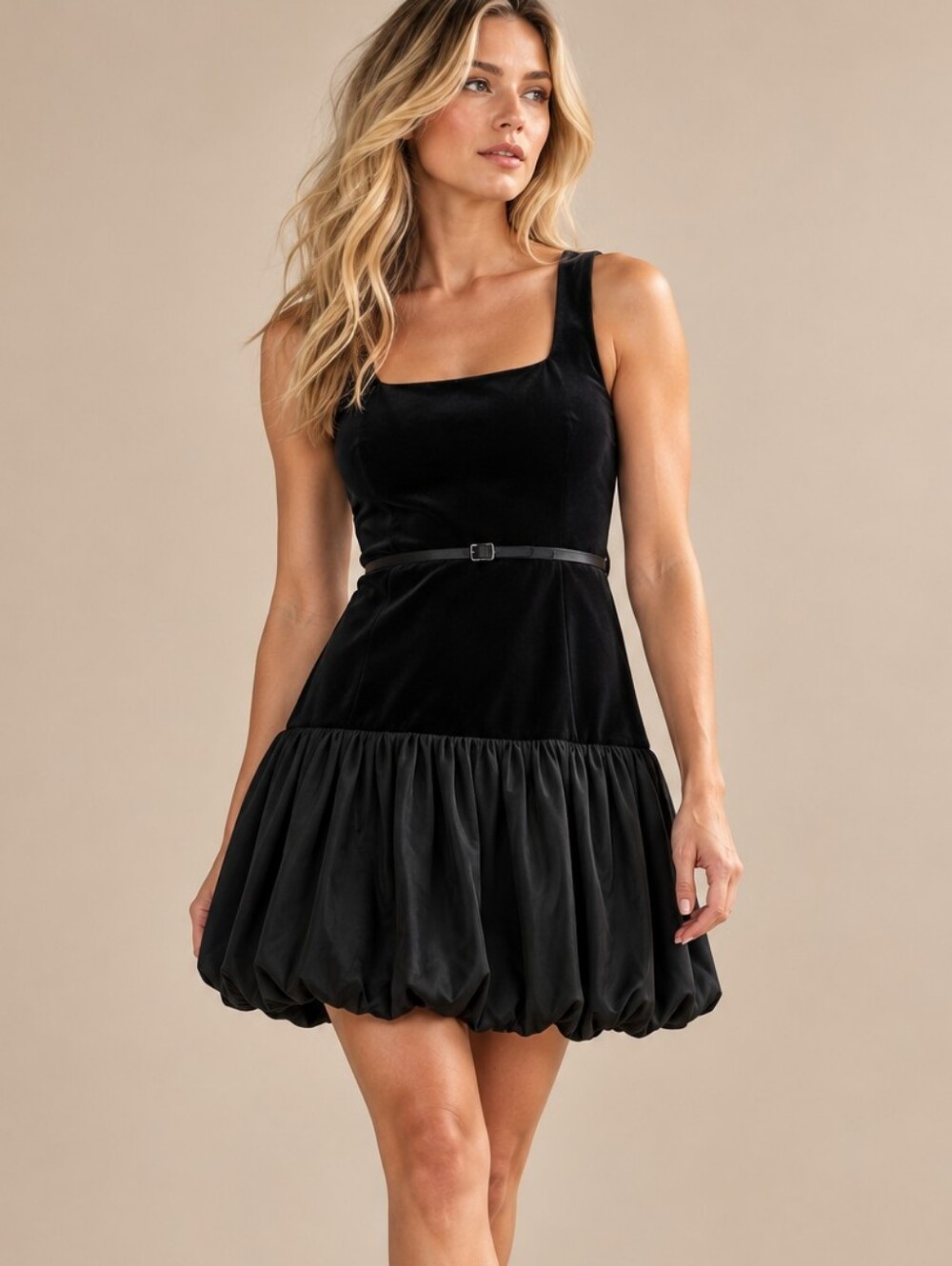 NWT MAISON TARA Black Velvet Bodice Satin Bubble Hem Mini Cocktail Dress 8